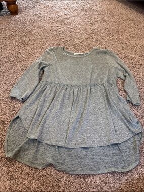 Women's Heather mint 3/4 Sleeve Peplum Tunic Blouse